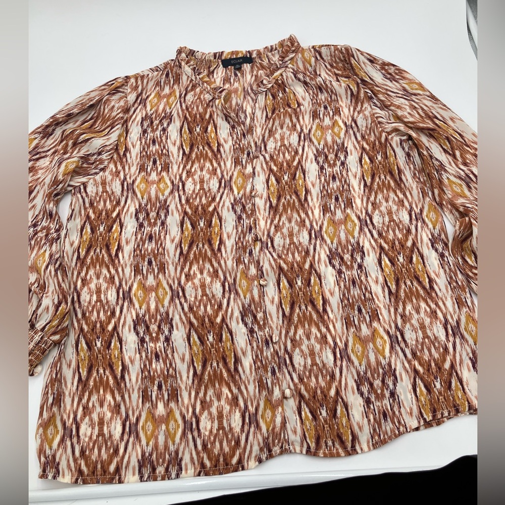 Women’s multi print long sleeve blouse
